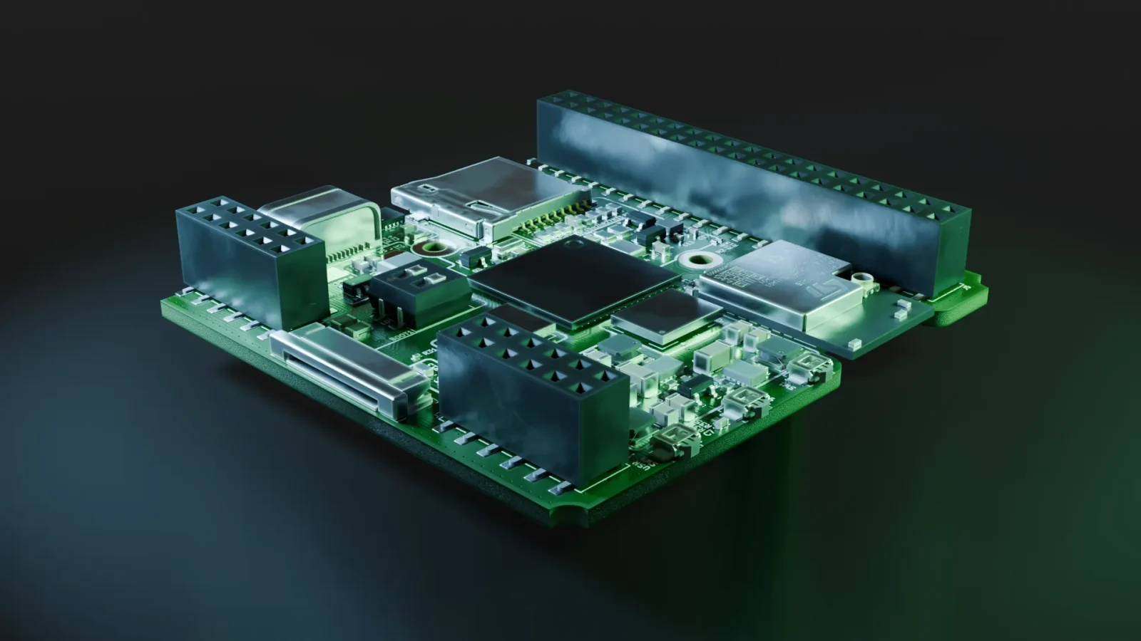 An IGNAITE compute board carrying the STM32 N6 processor that runs the models on the shop floor.